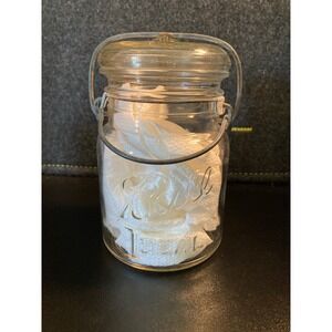 Ball Ideal Canister Jar Glass Lid & Wire Bail Handle Farmhouse Storage Decor